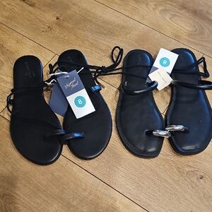 Universal Thread Black Sandals with Silver Accents